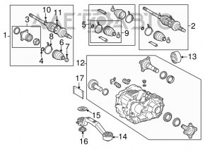 Ax cu semicură spate stânga Lexus RX400h 06-09 AWD