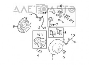 Placă de frână spate stânga Lexus RX300 RX330 RX350 RX400h 04-09