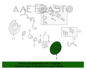 Placă de frână spate dreapta Toyota Highlander 01-07 285/10mm ruginită.