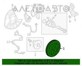 Placă de frână spate stânga Lexus NX200t NX300 NX300h 15-21 280/12mm ruginită.