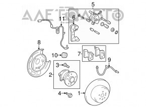 Placă de frână spate dreapta pentru Lexus RX300 98-03, nouă, originală OEM.