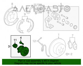 Placă de frână spate stânga Toyota Camry v55 15-17 SUA 10mm, ruginită