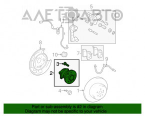 Butucul roții din spate dreapta pentru Lexus RX300 RX330 RX350 RX400h 04-09 FWD este zdrobit, capacul este uzat, nu există piulițe.