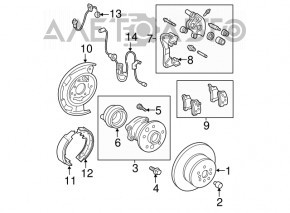 Butucul roții din spate stânga pentru Toyota Camry v40 cu capac de protecție