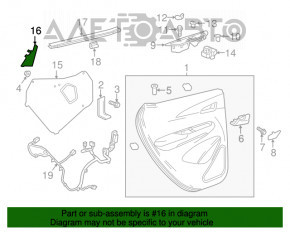 Capacul triunghiular al usii din spate stanga pentru Chevrolet Bolt 17-21, gri deschis.