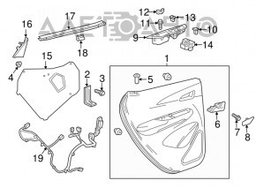 Capacul triunghiular al usii din spate stanga pentru Chevrolet Bolt 17-21, gri deschis.