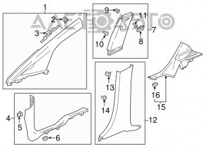 Capacul pragului din față dreapta pentru Chevrolet Bolt 17-21, gri închis.