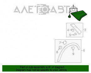 Capacul aripii din spate dreapta pentru Chevrolet Bolt 17-21, negru lucios, cu folie decorativa.