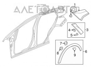 Capacul aripii din spate dreapta pentru Chevrolet Bolt 17-21, negru lucios, cu folie decorativa.