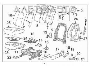 Scaunul șoferului Chevrolet Bolt 17- cu airbag, piele gri închis, manual, încălzire, încălzire în scaun