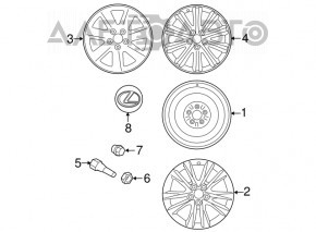 Jantă de roată R17 x 7J ET45 5*114,3 Lexus ES350 vopsea vopsea urcat urme de bordura