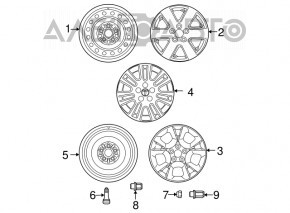 Запасное колесо полноразмерное Toyota Sienna 04-10 R16 6.5J 215/65, железка, порез, потрескана