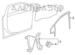 Geam electric cu motor dreapta față Chevrolet Cruze 16-