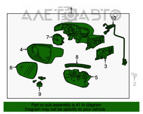 Oglindă laterală dreapta Chevrolet Bolt 17-1912 pini, neagră cu ornamente cromate, cu cameră, semnalizare, BSM.