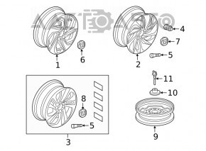 Roată de 16 inch x 7J pentru Honda Insight 19-20, cu jantă.