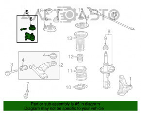 Rulmentul de direcție din față stânga pentru Toyota Prius 30, fabricat între 2010-2015, are un manșon de praf crăpat.