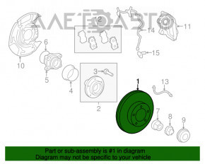 Placă de frână față dreapta Toyota Sequoia 08-16 355/31mm ruginită.