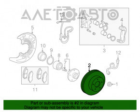 Placă de frână față stânga Lexus RX350 RX450h 10-15 27mm