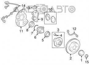 Placă de frână față stânga pentru Lexus GX470 03-09, 338 mm