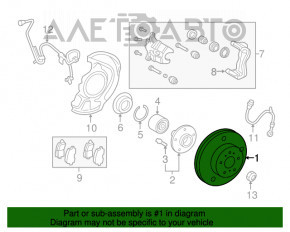 Placă de frână față dreapta Toyota Highlander 08-13 nouă, originală OEM