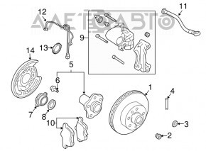 Capacul discului de frână din spate dreapta pentru Nissan 350z sub R17.