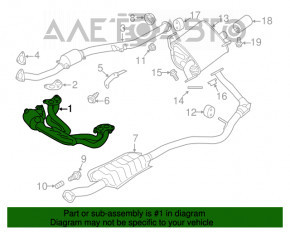 Colectorul de evacuare cu catalizator pentru Subaru Forester 14-18 SJ 2.5 manual, complet asamblat cu conducta de admisie