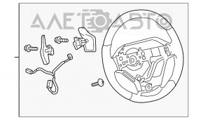 Volan gol Lexus NX300 NX300h 18-21 din piele, negru cu cusătură roșie, perforat, cu încălzire, cu padle-shift-uri