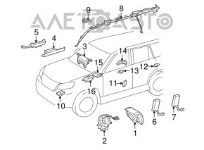 Подушка безопасности airbag в руль водительская LEXUS GX 460 19- черная, стрельнувшаяя