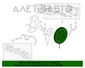 Placă de frână față dreapta Acura ILX 13-15 280/23mm ruginită.