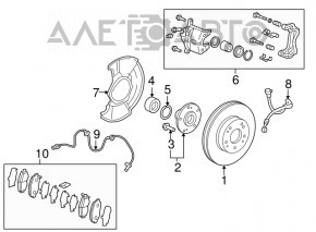 Placă de frână față dreapta Acura ILX 13-15 280/23mm ruginită.