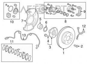 Placa de frână față stângă Honda Accord 13-17 hibrid nou OEM original