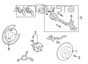 Capacul discului de frână din spate dreapta pentru Toyota Highlander 14-19 fără mecanism.