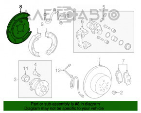 Capacul discului de frână din spate stânga Toyota Camry v50 12-14 SUA este rupt.