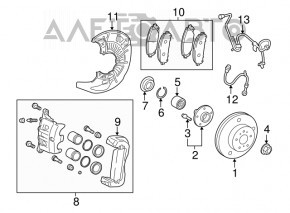 Capacul discului de frână din față dreapta Toyota Highlander 08-13