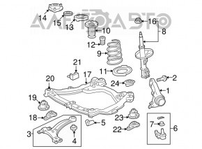 Maneta inferioară din față dreapta Toyota Highlander 08-13 ruginită, silent bloc rupt.