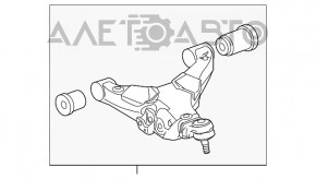 Maneta inferioară din față, stânga, pentru Toyota Sequoia 08-16, are manșonul crăpat.