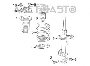 Arcul de suspensie frontal stânga pentru Lexus RX350 16-22, rigiditate galbenă