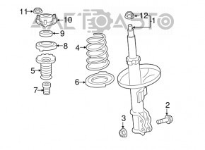 Suportul arcului superior din față dreapta pentru Lexus ES300h ES350 13-18, nou, original OEM.