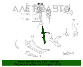 Suportul amortizorului asamblat din față dreapta pentru Lexus GS450h 06-07 are silentblocul crăpat.