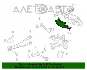 Capacul drept al manetei de frână din spate pentru arcul de suspensie Lexus NX200t NX300 NX300h 15-21 este uzat.