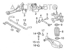 Maneta longitudinală spate dreapta pentru Lexus CT200h 11-17, silentbloc rupt, ruginit.