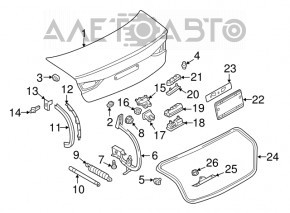 Кронштейн отбойника крышки багажника левого Audi A3 8V 15-20 на крышке