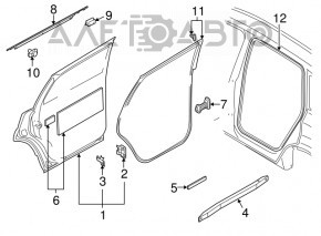 Ușa goală din spate dreapta Audi Q7 4L 10-15 negru LC9X, fabricată, vopsită 0,2