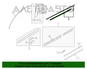 Moldură ușă-sticlă față dreapta centrală Audi Q7 4L 10-15 crom, zgârieturi