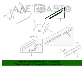 Moldură ușă-sticlă spate centrală dreapta Audi Q7 4L 10-15 crom