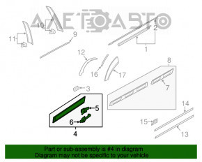 Capac usa spate dreapta inferioara Audi Q7 4L 10-15 cu ornamente cromate.