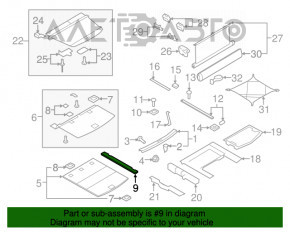 Capacul portbagajului stânga Audi Q7 4L 10-15 pentru 3 rânduri de scaune, negru