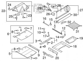 Capacul portbagajului stânga Audi Q7 4L 10-15 pentru 3 rânduri de scaune, negru