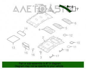 Capacul plafonului din spate pentru Audi Q7 4L 10-15 gri, uzat, necesită curățare chimică.