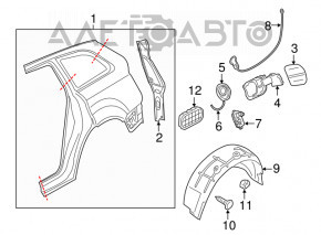 Aripa spate stânga Audi Q7 4L 10-15, vopsită în negru, cu umplutură de 3,5-4,0 mm